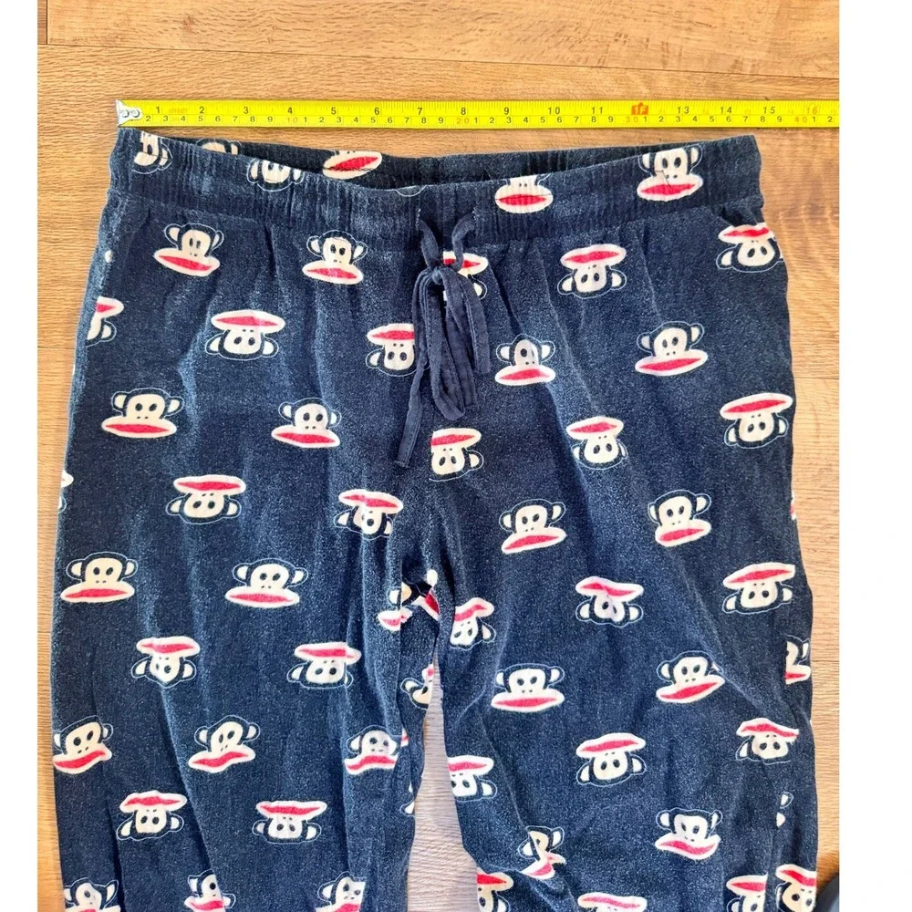 Paul Frank Pajama Pants Women Large Black Julius Monkey Fleece Y2K 90's